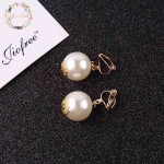 Classic simple Elegant 14mm big imitation pearl clip on earrings cushion without pierced earrings no ear hole clip jewelry
