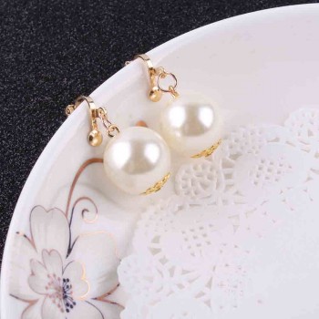 Classic simple Elegant 14mm big imitation pearl clip on earrings cushion without pierced earrings no ear hole clip jewelry