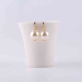 Classic simple Elegant 14mm big imitation pearl clip on earrings cushion without pierced earrings no ear hole clip jewelry