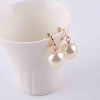 Classic simple Elegant 14mm big imitation pearl clip on earrings cushion without pierced earrings no ear hole clip jewelry