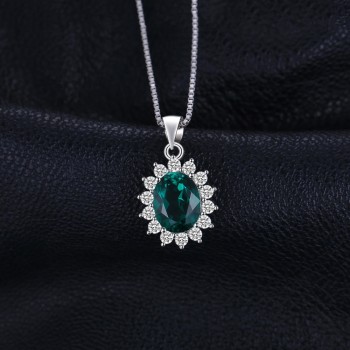 Jewelrypalace Princess Diana William Kate Middletons  Created Emerald 925 Sterling Silver Pendant Without a Chain for Women