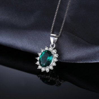 Jewelrypalace Princess Diana William Kate Middletons  Created Emerald 925 Sterling Silver Pendant Without a Chain for Women