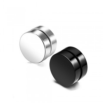 Men Earring Black Magnet Stainless Steel Clip Earring Circle NO Pierced hole Silver Color Punk Women Jewelry