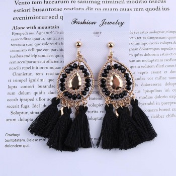 New Arrival Tassel Clip On Earrings Without Piercing Bohemia Fashion Jewelry Trendy Cotton Rope Fringe Ear Clip For Women Party