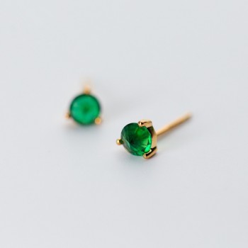 Eternity 100% 925 Sterling Silver Round Cut Created Emerald Gemstone Studs Earrings for Women Non-Boring Sterling-Silver-Jewelry