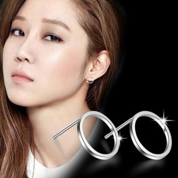 OMHXZJ Wholesale Geometry Simple Sweet Fashion joker for Woman Gift Three Design Choose 925 Sterling Silver Stud Earrings YS315