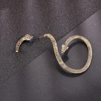 New Fashion Punk Snake Clip Earring Exaggerated Vintage Silver Metal Snake Ear Cuff One Ear Clip On Earrings For Women