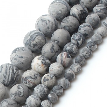 Dull Polish Matte Natrual Map Jasper Stone Round Beads For Jewelry Making Bracelet Necklace 4/6/8/10mm 15inches