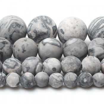 Dull Polish Matte Natrual Map Jasper Stone Round Beads For Jewelry Making Bracelet Necklace 4/6/8/10mm 15inches