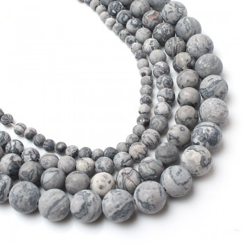 Dull Polish Matte Natrual Map Jasper Stone Round Beads For Jewelry Making Bracelet Necklace 4/6/8/10mm 15inches