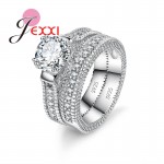 JEXXI 925 Stamped Sterling Silver Ring Sets 2 PCS Bijoux Full African AAA Crystal Heart Stone Rings Romantic Wedding Best Chioce