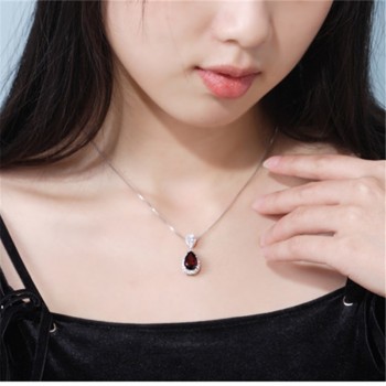 S925 Sterling Silver Pendant Water Drop Topaz Blue amp; Ruby Pendants Bride Wedding Engagement Party Fine Jewelry Necklace No Chain