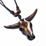 Ethnic Resin Gothic Skull Bull Head Pendants Mens Necklace Long Chokers Necklace Animal Owl Jewelry For Best Friend Adjustable