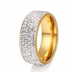 CACANA  Stainless Steel Rings 8MM full rhinestone for woman luxurious paragraph fashion new antique gold/silver color