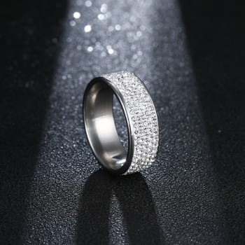 CACANA  Stainless Steel Rings 8MM full rhinestone for woman luxurious paragraph fashion new antique gold/silver color
