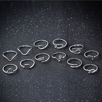 Solid 925 Silver Adjustable Open Ring Jewelry 12 Zodiac Star Signs Horoscope Constellation 925 Sterling Silver Rings for Women