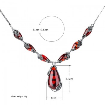 ZHJIASHUN Royal Gemstone Garnet 925 Sterling Silver Necklace Chain Women Jewelry Wedding Birthday Gift