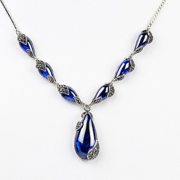 ZHJIASHUN Royal Gemstone Garnet 925 Sterling Silver Necklace Chain Women Jewelry Wedding Birthday Gift
