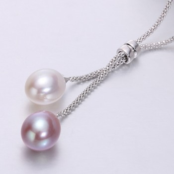 925 Silver Freshwater Pearl Pendant Necklace Women,Fashion Natural Pearl Pendants Jewelry Wife Mom Birthday Gift White 45cm