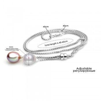 925 Silver Freshwater Pearl Pendant Necklace Women,Fashion Natural Pearl Pendants Jewelry Wife Mom Birthday Gift White 45cm