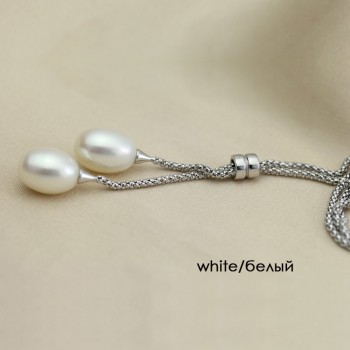 925 Silver Freshwater Pearl Pendant Necklace Women,Fashion Natural Pearl Pendants Jewelry Wife Mom Birthday Gift White 45cm