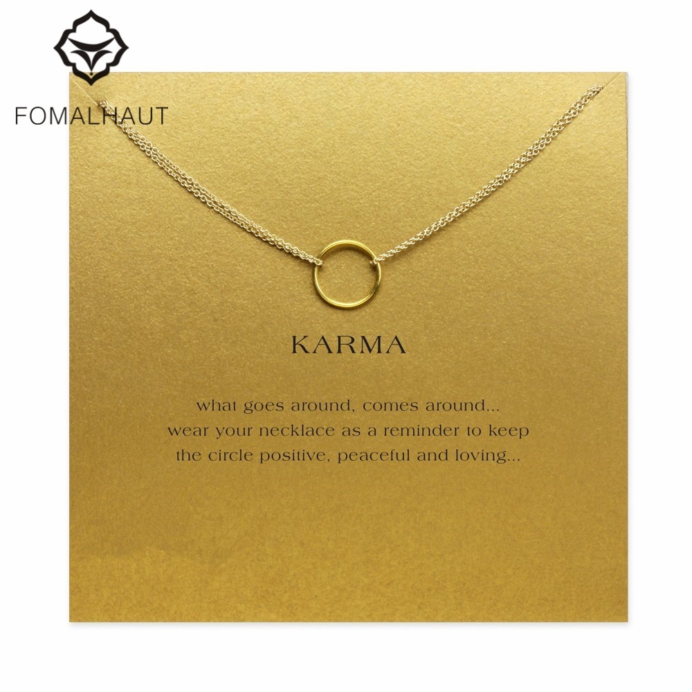 karma Double chain Circle necklace alloy Pendant necklace Clavicle Chains Statement Necklace Women FOMALHAUT Jewelry