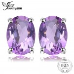 JewelryPalace Oval 1.4ct Natural Purple Amethyst Birthstone Stud Earrings Pure 925 Sterling Silver Fine Jewelry For Women