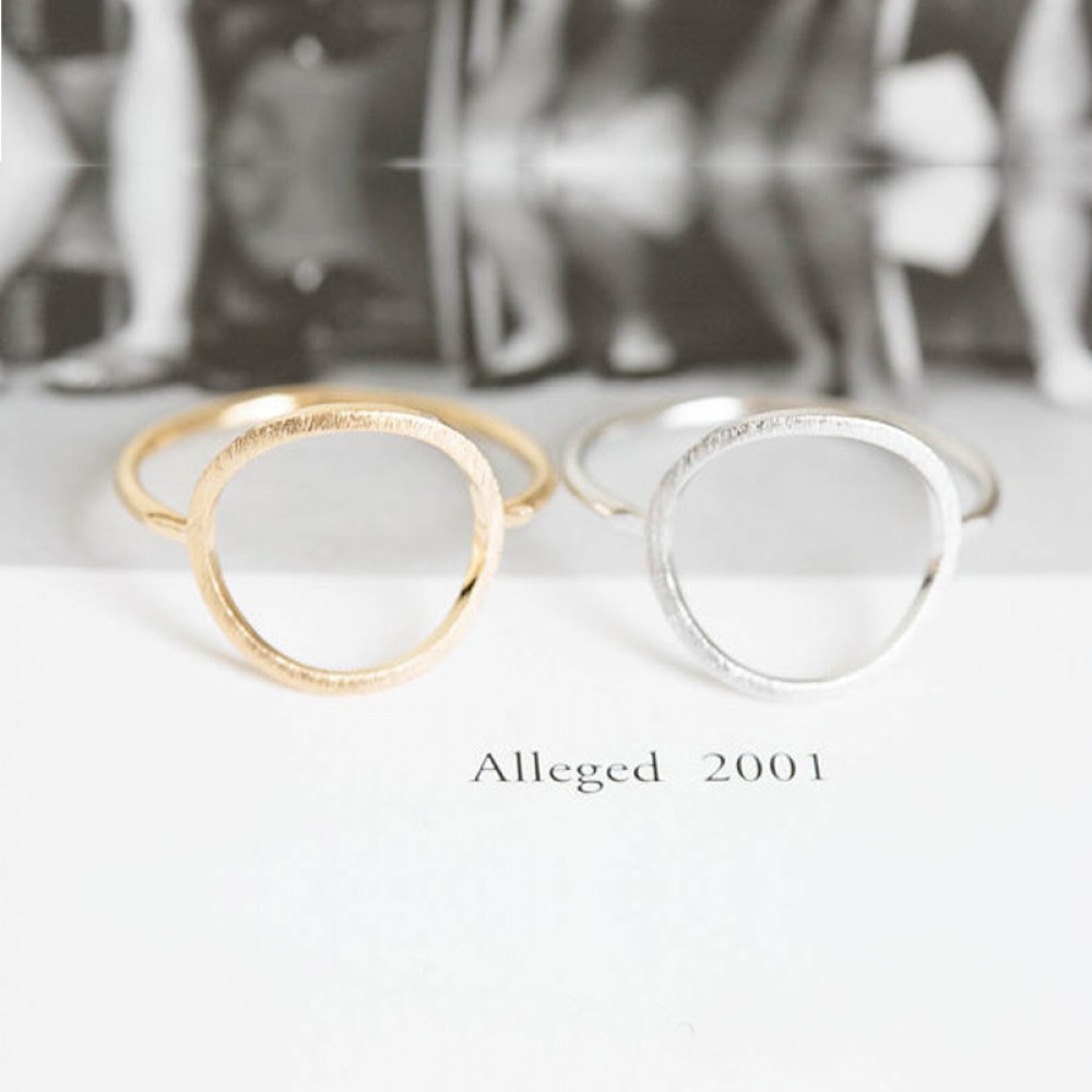 SMJEL Silver Simple Brushed Karma Circle Rings for Women Trendy Round Ring Anel Party Wedding Band Jewelry Bijoux R027