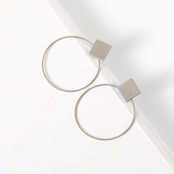 Simple Style Fashion Silver Gold Color Earrings for Women Square Round Geometric Hanging Earrings 2018 Female Jewelry