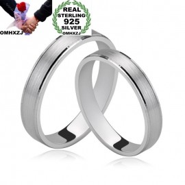 OMHXZJ Wholesale European Fashion Woman Man Party Wedding Gift Silver Simple Lovers 925 Sterling Silver Ring RR205