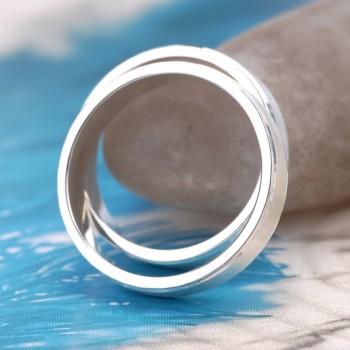 OMHXZJ Wholesale European Fashion Woman Man Party Wedding Gift Silver Simple Lovers 925 Sterling Silver Ring RR205