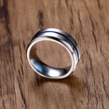 8MM Black Titanium Ring For Men Women Wedding Bands Trendy Rainbow Groove Rings Jewelry USA Size