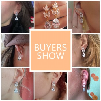 ZAKOL Romantic Bridal Wedding Accessories Jewelry Exquisite Cubic Zircon Dangle Earrings With Rose Gold Color FSEP012