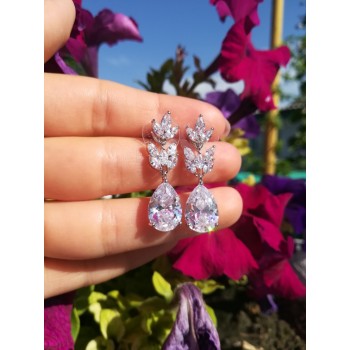 ZAKOL Romantic Bridal Wedding Accessories Jewelry Exquisite Cubic Zircon Dangle Earrings With Rose Gold Color FSEP012