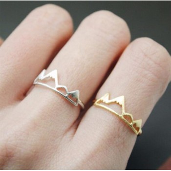 Jisensp New Fashion Adjustable Ring Open Mountain Rings for Women Birthday Gift Charm Jewelry Finger Wave Rings Anillos Bague