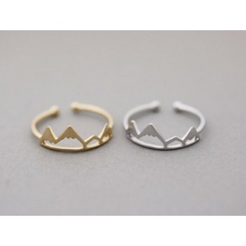 Jisensp New Fashion Adjustable Ring Open Mountain Rings for Women Birthday Gift Charm Jewelry Finger Wave Rings Anillos Bague