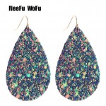 NeeFu WoFu Earring flash Leather Alloy Drip Large Long Water Drop Big Earrings Woman stick Brinco Ear Oorbellen Christmas Gift