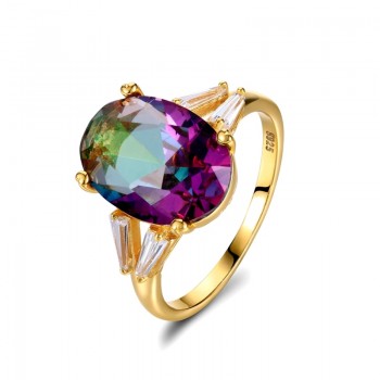 Top Quality Mystery Rainbow Topaz Rings For Women S925 Sterling Silver Jewelry Ring Anniversary Wedding Party Gifts Wholesale