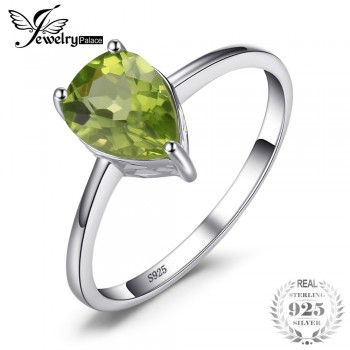 JewelryPalace Water Drop 1.2ct Natural Peridot Rings For Women Pure 925 Sterling Silver Ring Fine Jewelry New Arrival On Sale
