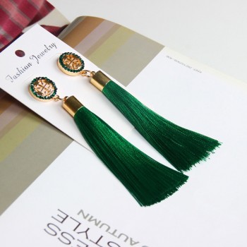 2018 New Women Tassel Earrings Boho Bohemian Long Exaggerated Silk Fabric Dangling Earrings For Women Orecchini Lunghi Oorbellen