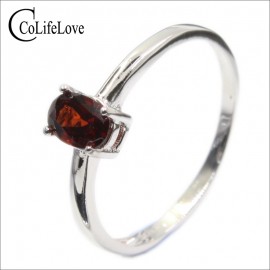 Promotion 925 silver ring inlay with 4 mm * 6 mm natural wine red garnet silver ring for wedding solid 925 silver garnet jewelry