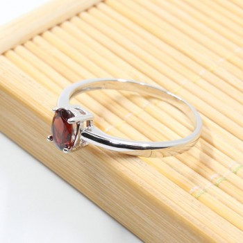 Promotion 925 silver ring inlay with 4 mm * 6 mm natural wine red garnet silver ring for wedding solid 925 silver garnet jewelry