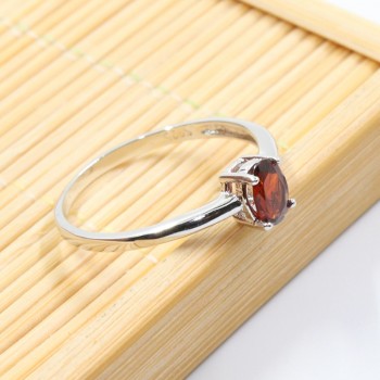 Promotion 925 silver ring inlay with 4 mm * 6 mm natural wine red garnet silver ring for wedding solid 925 silver garnet jewelry