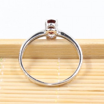 Promotion 925 silver ring inlay with 4 mm * 6 mm natural wine red garnet silver ring for wedding solid 925 silver garnet jewelry