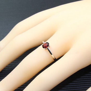 Promotion 925 silver ring inlay with 4 mm * 6 mm natural wine red garnet silver ring for wedding solid 925 silver garnet jewelry