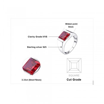 JewelryPalace Classics 3.4ct Pigeon Blood Ruby Ring For Men Solid 925 Sterling Silver Fashion Charm Vintage Jewelry Accessories