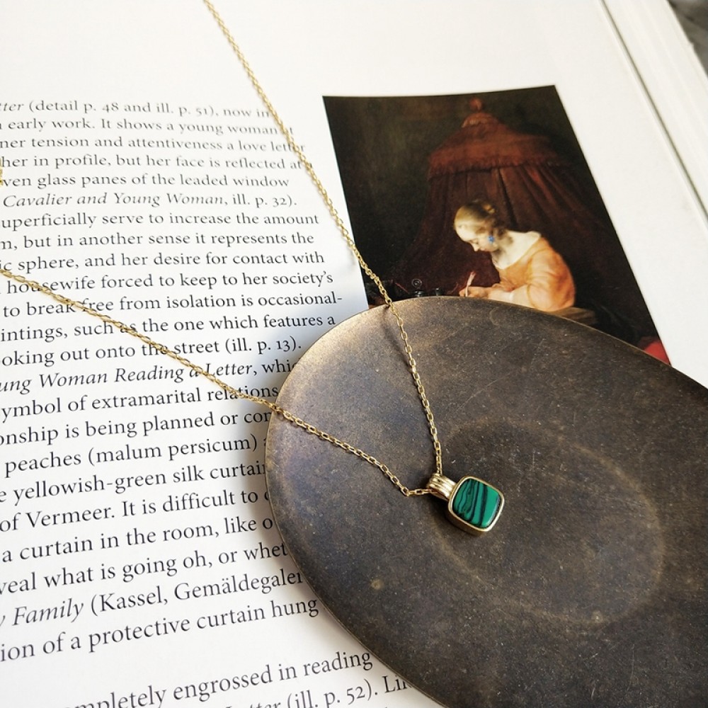 LouLeur 925 sterling silver veins Turquoise square pendant necklace gold fashion exquisite necklace for women fine jewelry charm
