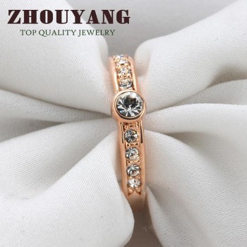Top Quality ZYR172 Concise Crystal Ring Rose Gold Color Austrian Crystals Full Sizes Wholesale