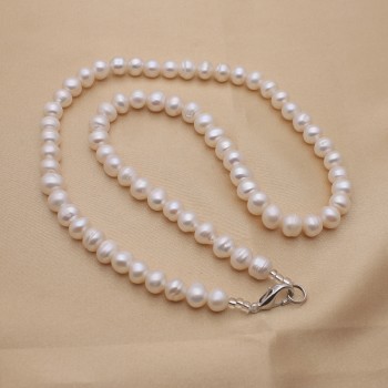 Fashion 100% Natural White Freshwater Pearl Wedding Party Necklace Womens Costume Jewelry Necklace Luxury Fine Jewelry