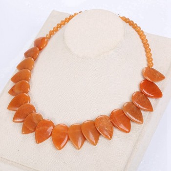 Natural agate Leaf Amber lapis lazuli obsidian turquoise Topaz Pendant Necklace Jewelry Turquoise Women Bijoux Homme Malachite
